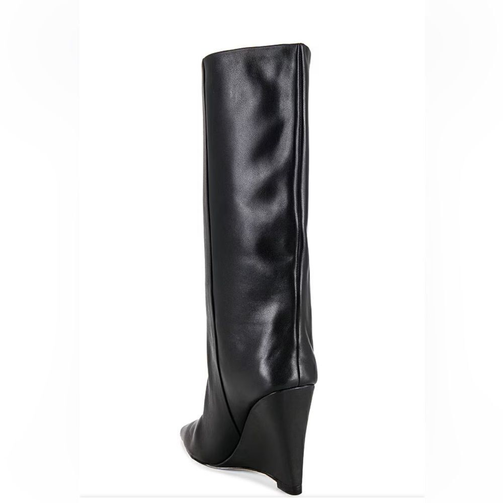 New Raye Revolve Denisse Boots Black leather knee high wedges shoes box 9.5 - Picture 7 of 13